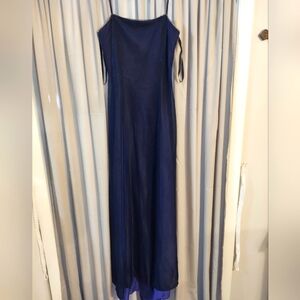 Midnight Blue Shimmer Formal Gown With Train